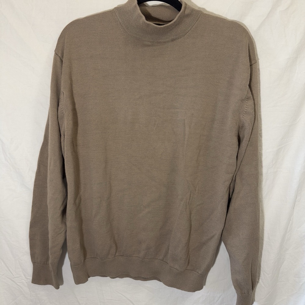 Enro Woman's XL Mock Neck Brown Cotton Blend Extra Soft Sweater